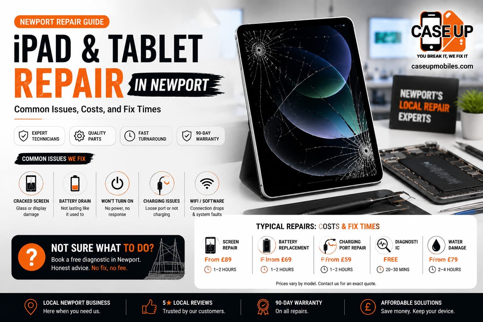 iPad & Tablet Repair in Newport: Common Issues, Costs, and Fix Times