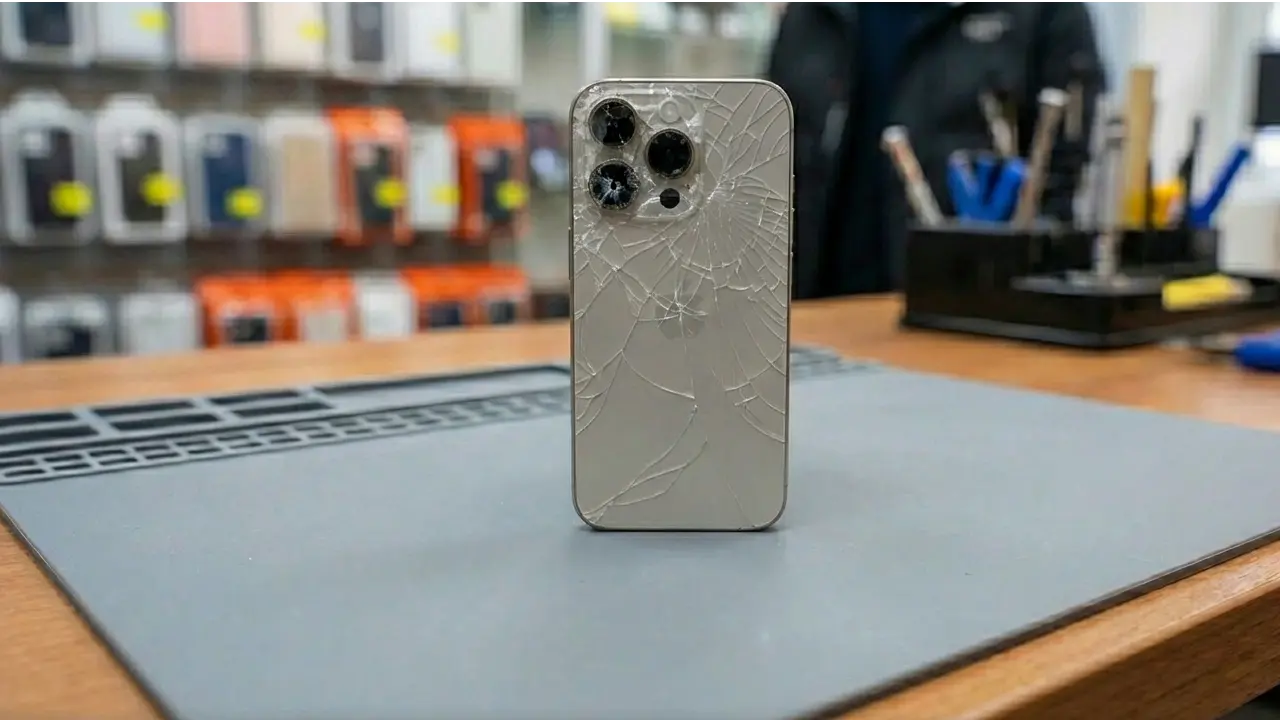 Before repair - damaged phone